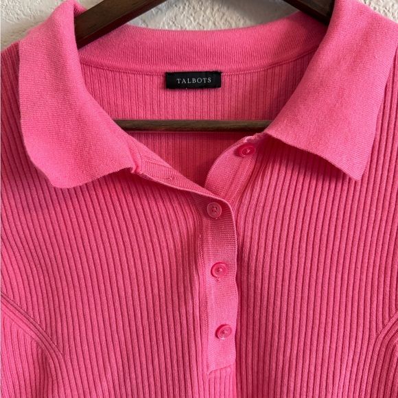 Talbots Ribbed Pink Polo - Picture 3 of 4